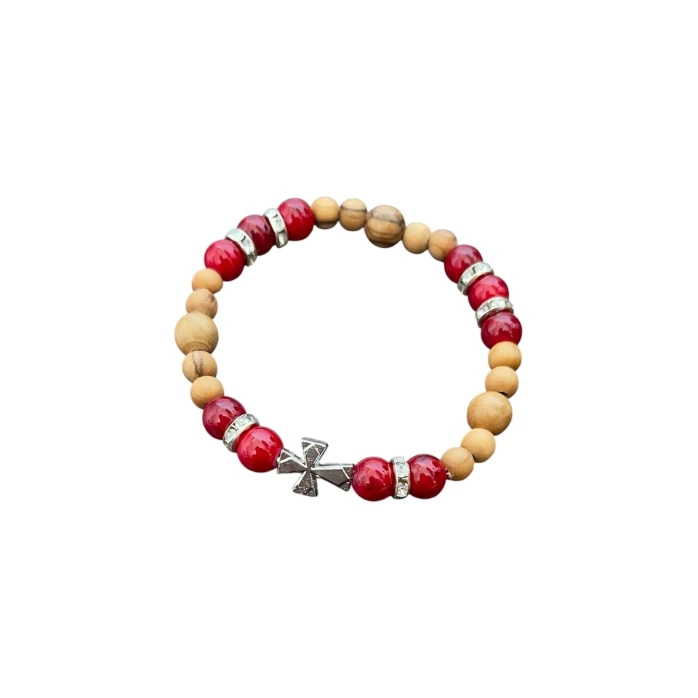 Rosary bracelet wood red