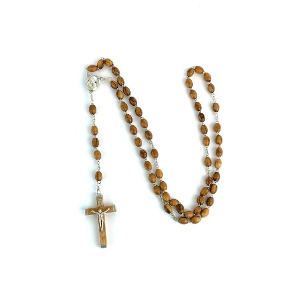 [972888801] Wooden Rosary Handmade Olive Wood Bead With Soil From Bethlehem The Holy Land