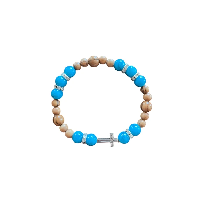 Rosary bracelet wood blue