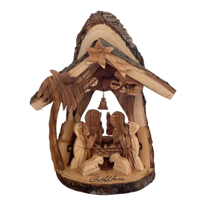 Grotto Nativity Made from Olive Wood In Bethlehem, Holy Land